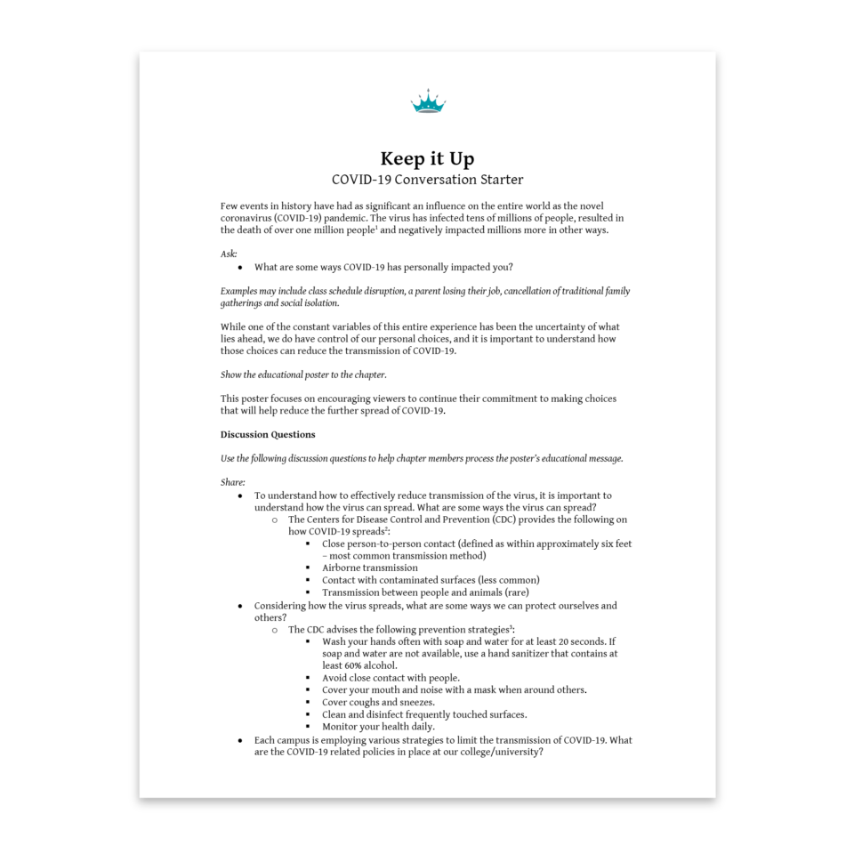 Keep It Up  — Conversation Starter PDF