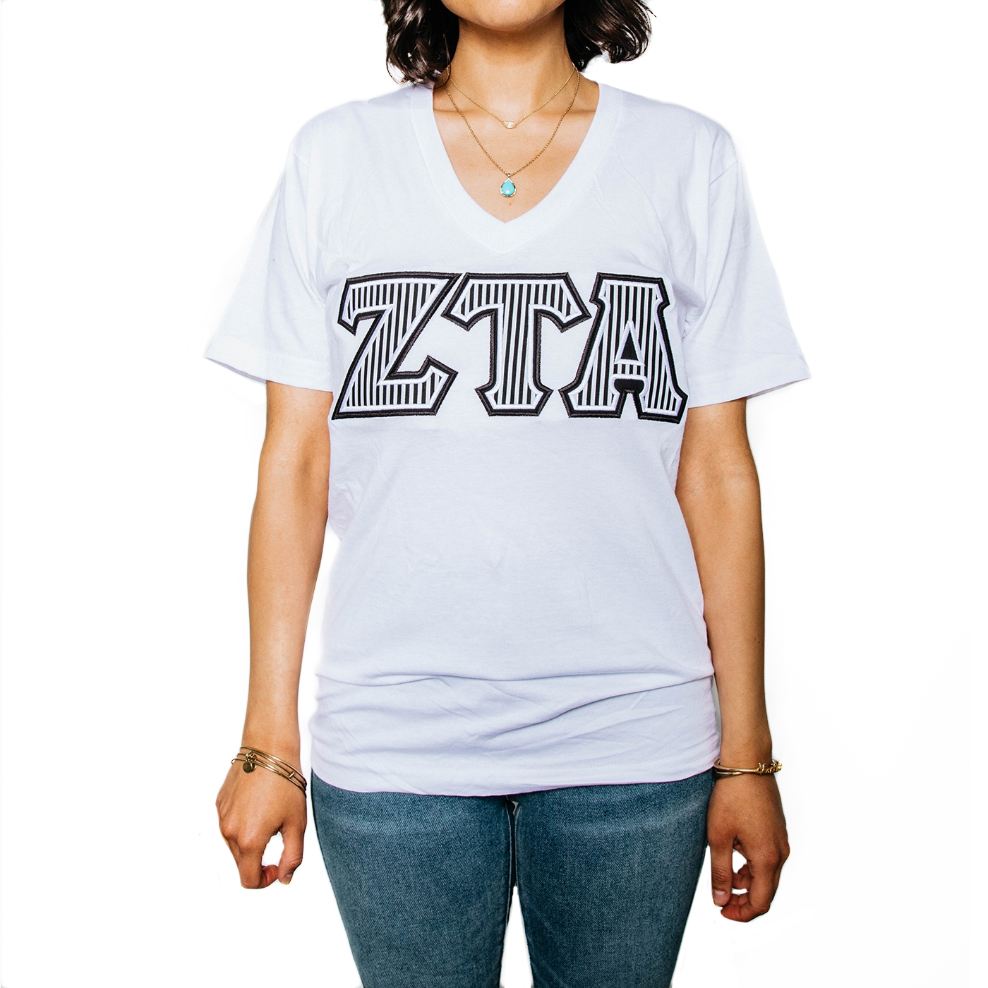 ZTA Striped Stitched Letters