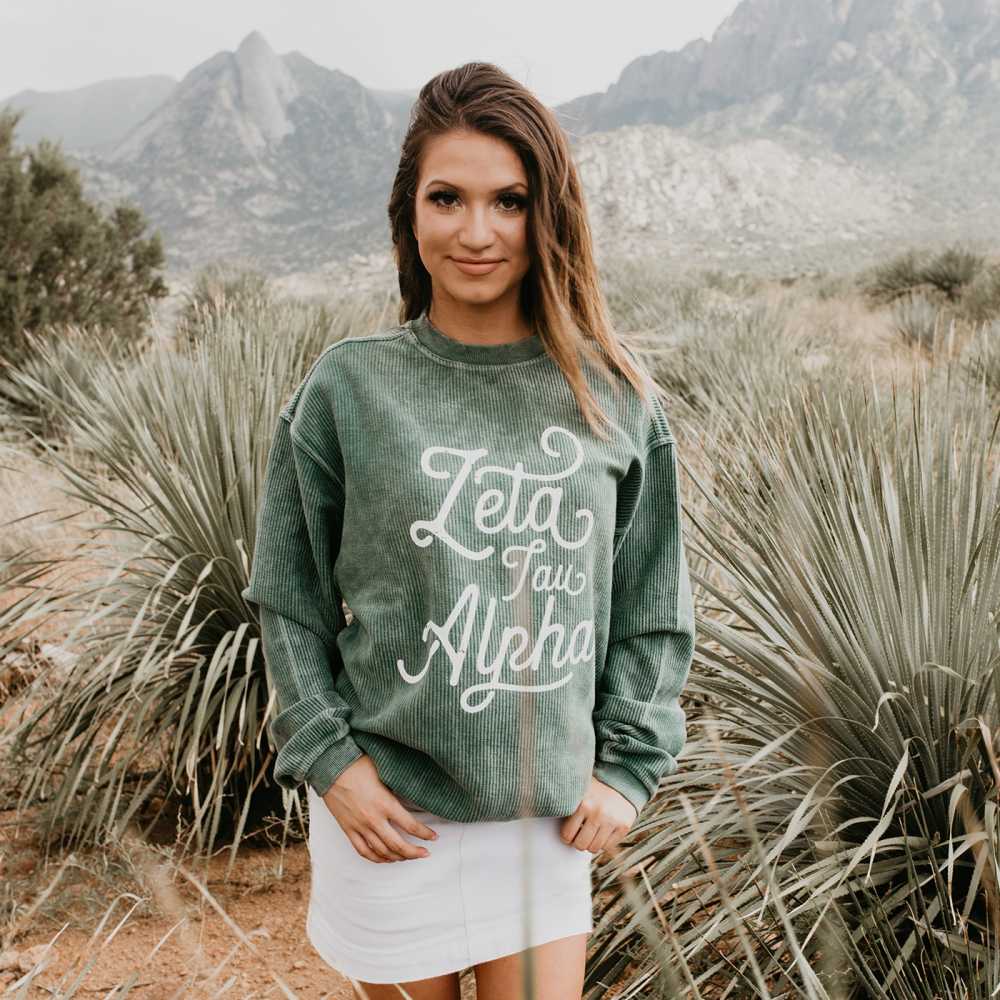 Zeta tau alpha corduroy sweatshirt clearance