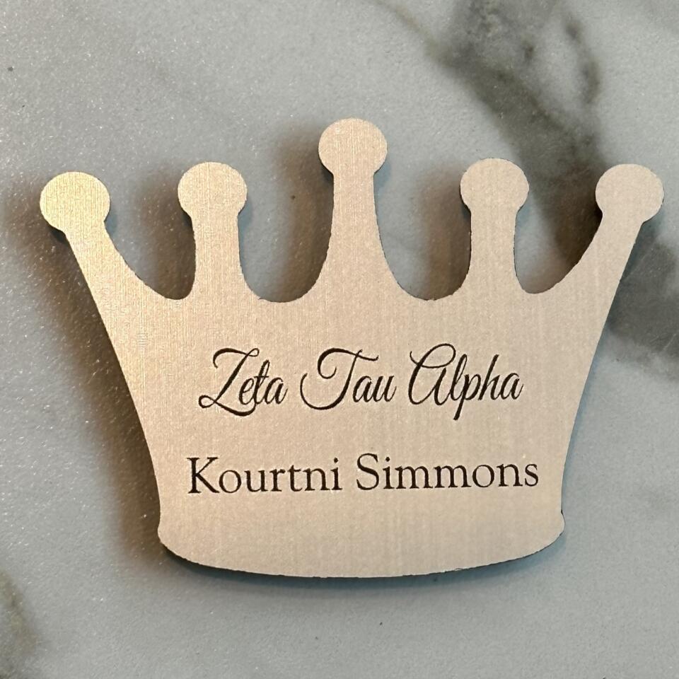 Zeta Tau Alpha Silver Crown Nametag