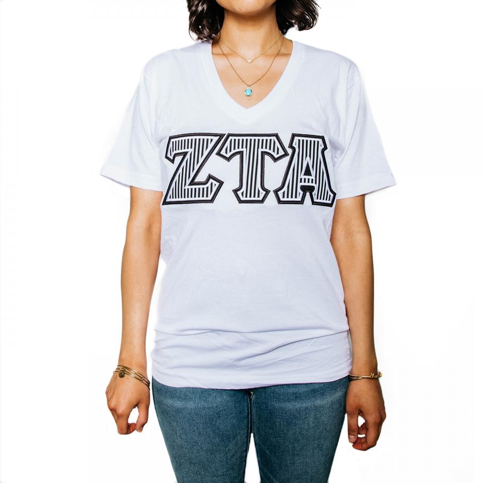 ZTA Striped Stitched Letters